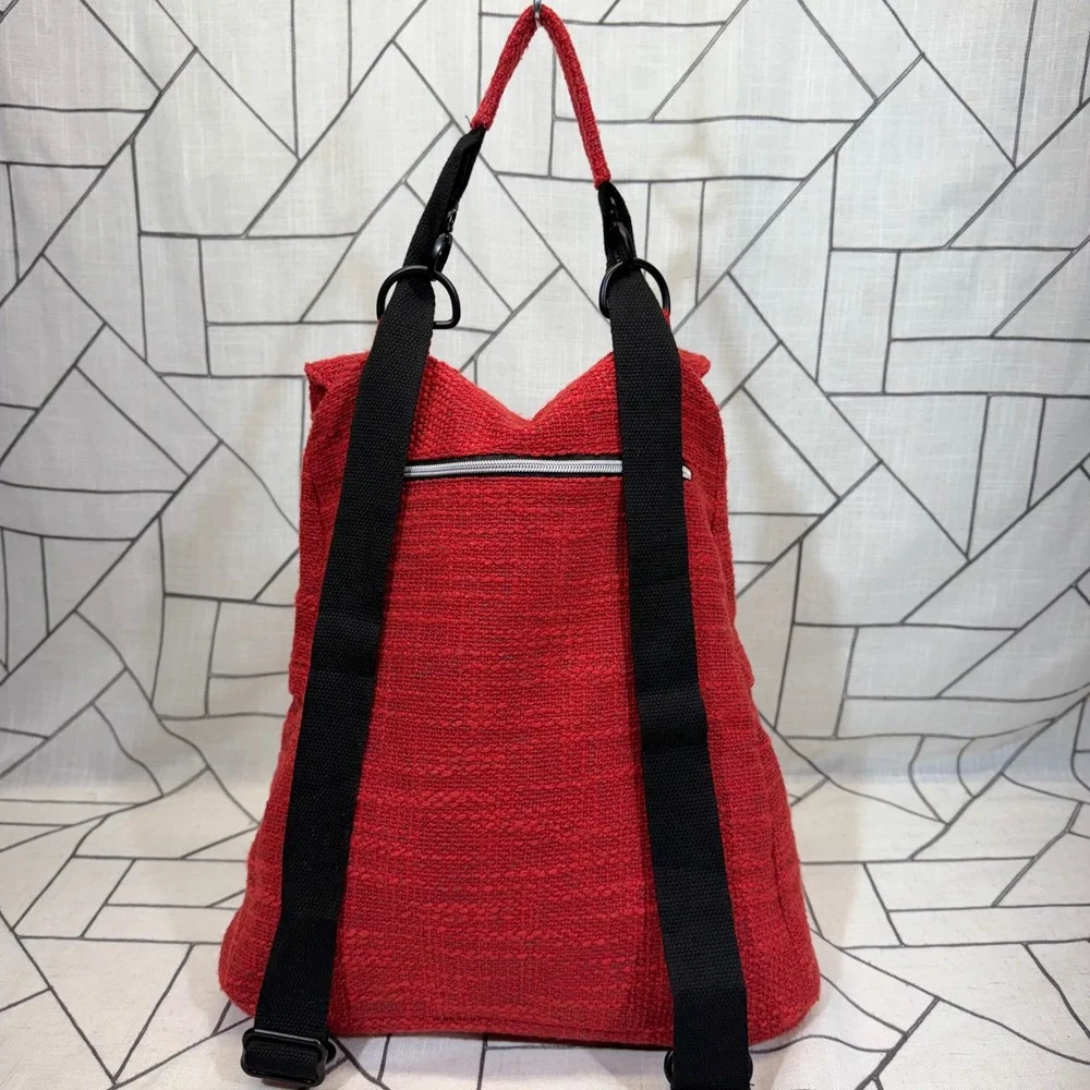 Dime Bags Life Backpack Medium Red Hemp Blend Convertible Woven Streetwear Bag